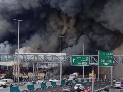 آتش‌سوزی گسترده بازارچه ۲هزار متری در جنت‌ آباد تهران